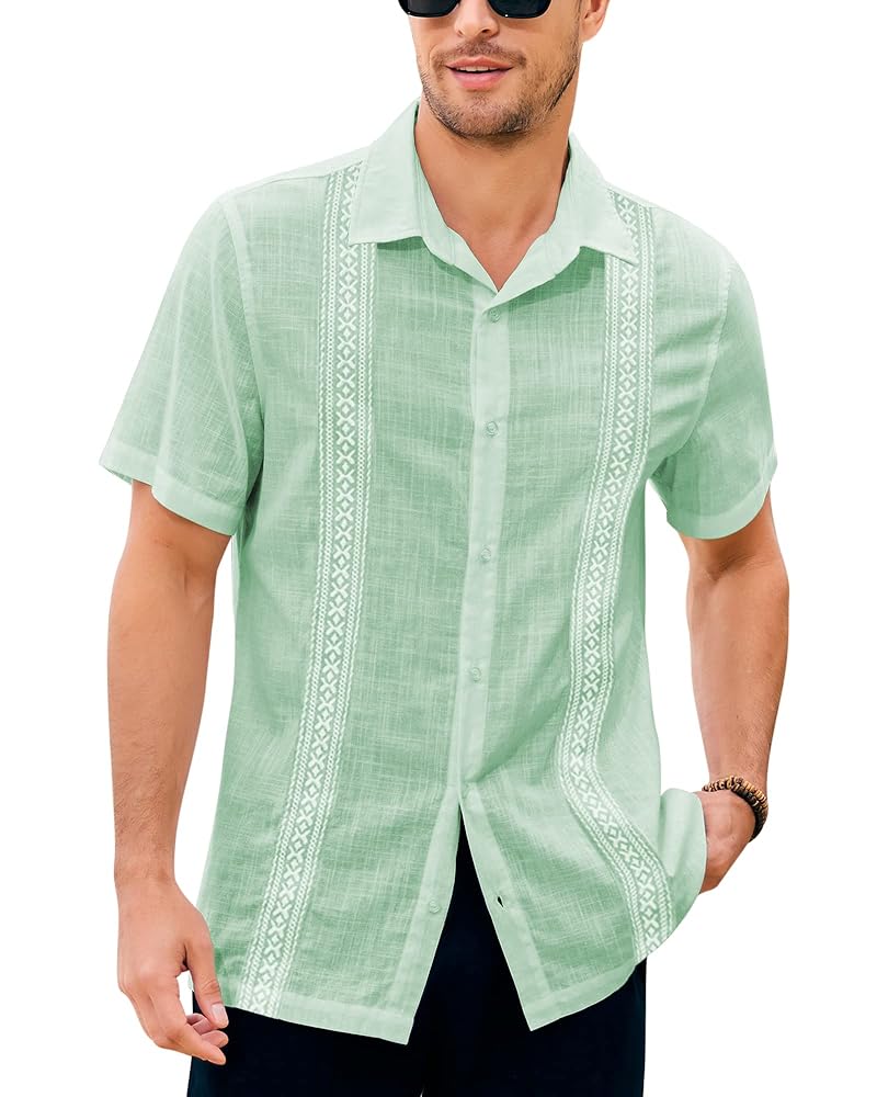 トップス SEEALL SHORT CUBA SHIRTS Amazon.com: Allsense Men's Short-Sleeve Button-Down Cuban